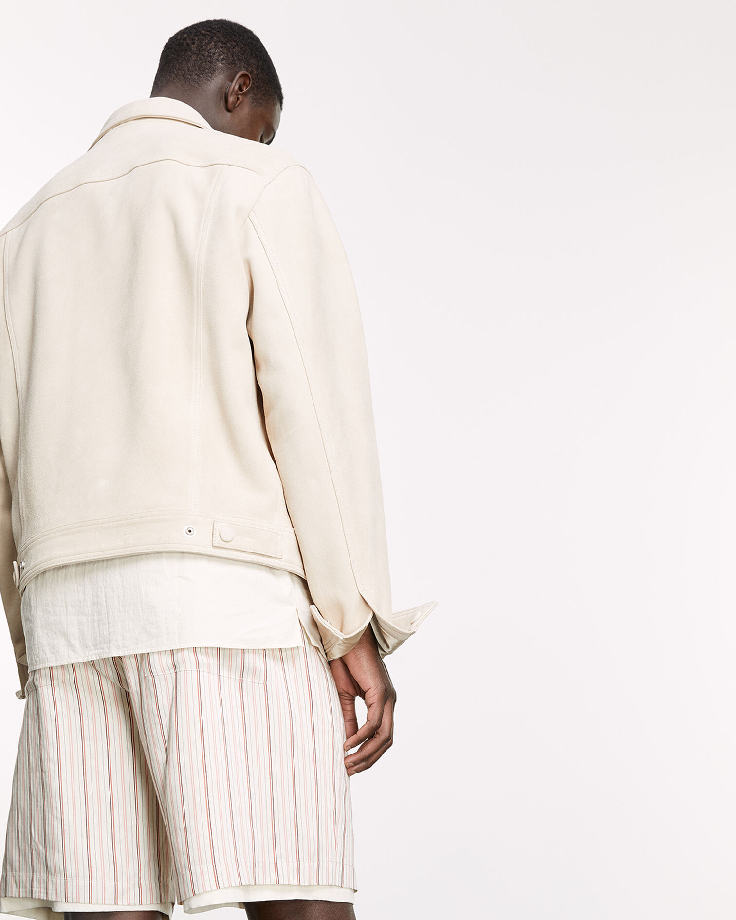 Suede-like beige leather shirt w/buttons, LIGHT BEIGE, hi-res image number null