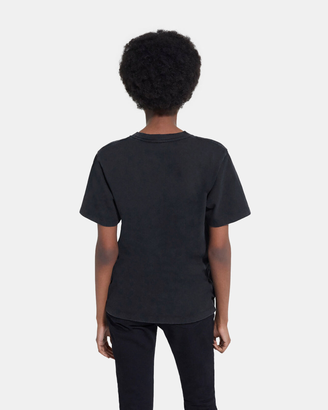 The Kooples WOMEN BLACK WASHED black t-shirt with screen print