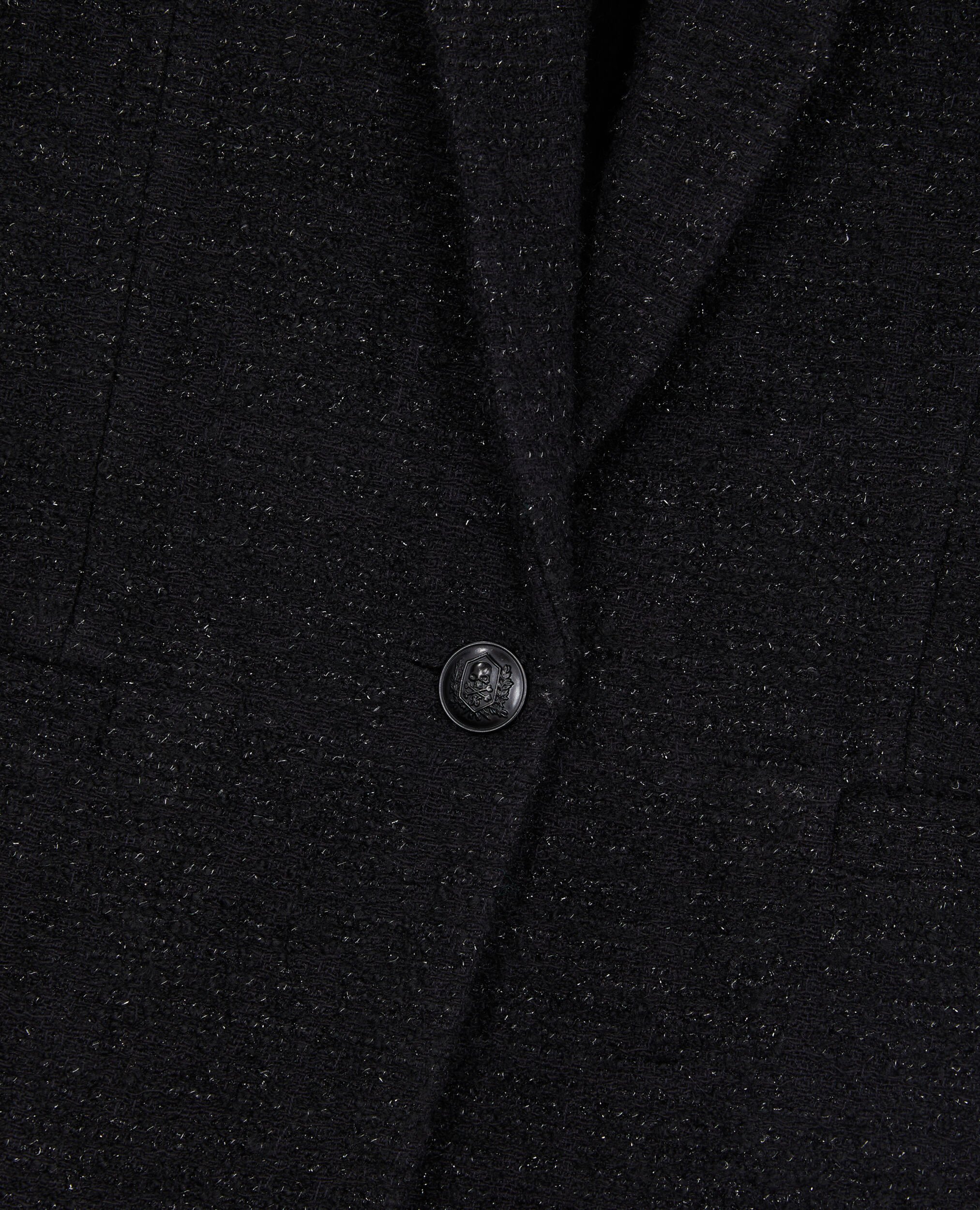 Blazer noir en tweed avec détails fil argenté, BLACK, hi-res image number null