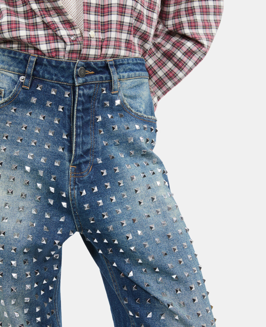 The Kooples F BLUE ELECTRIC blue straight studded jeans