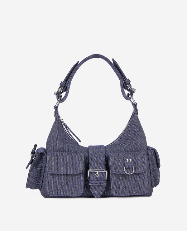 The Kooples WOMEN USED RAPIECE blue denim amelia bag