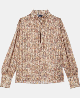 The Kooples F CAMEL / BROWN flower print silk top