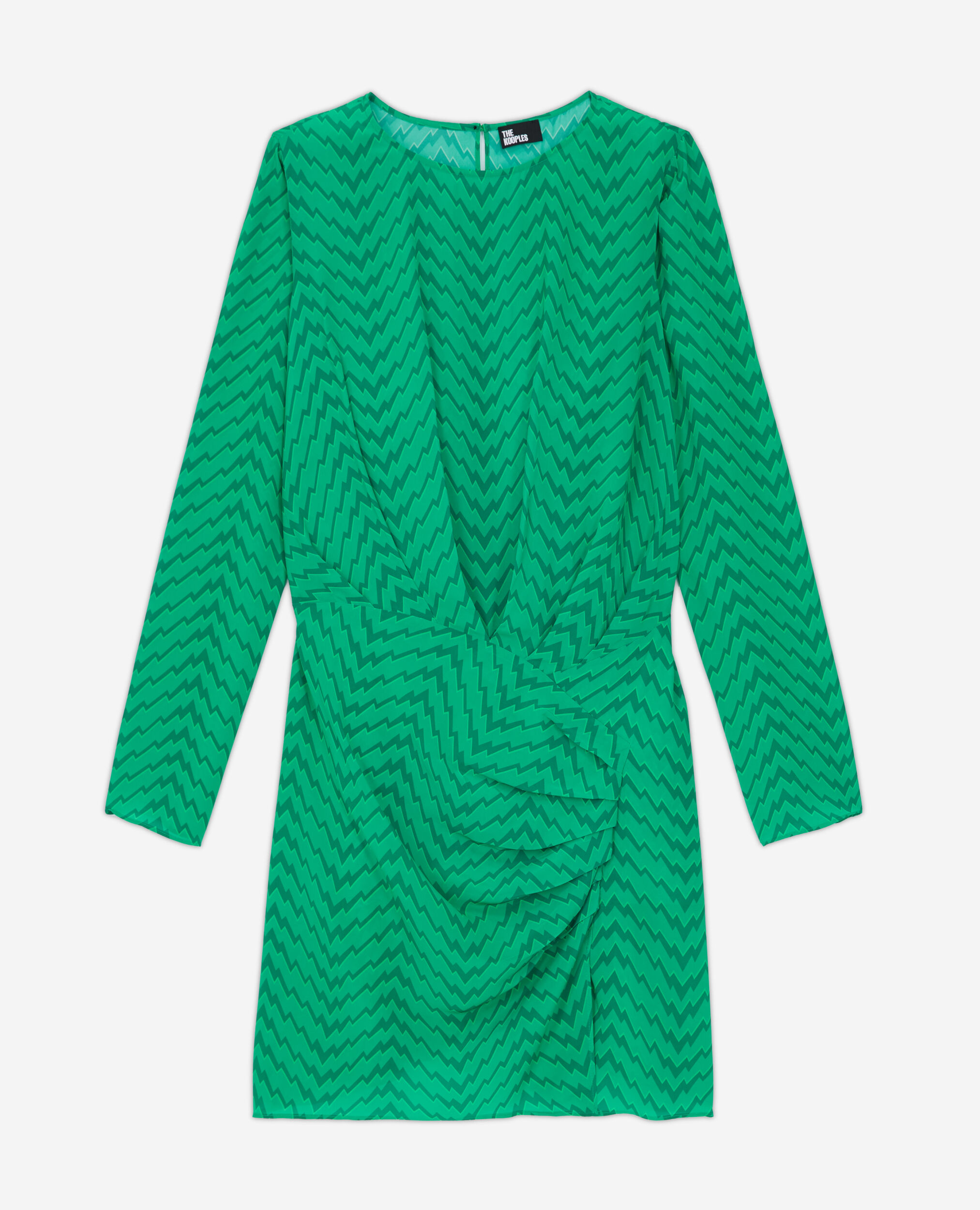Robe courte imprimée zigzag verte, GREEN, hi-res image number null