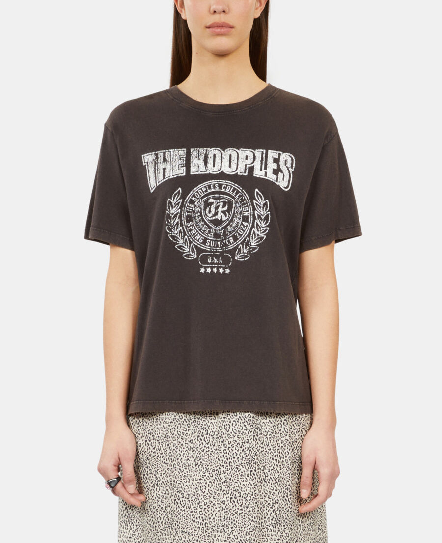The Kooples F CARBONE carbon grey t-shirt with blazon serigraphy