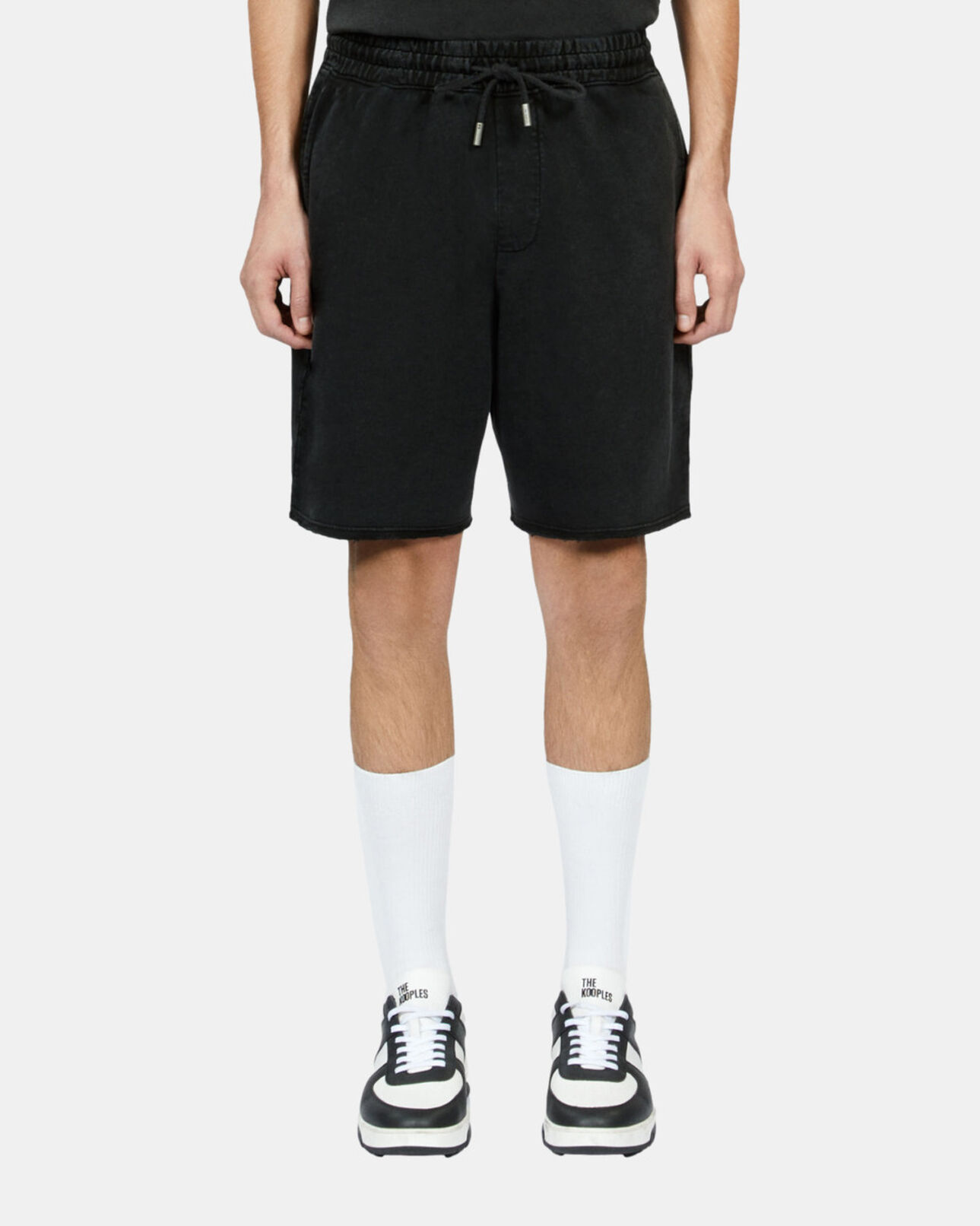 The Kooples MEN BLACK WASHED black cotton shorts