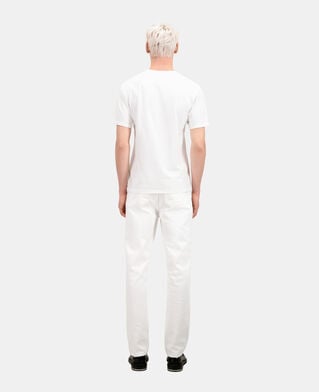 The Kooples MEN WHITE men's white t-shirt with dagger through heart serigraphy