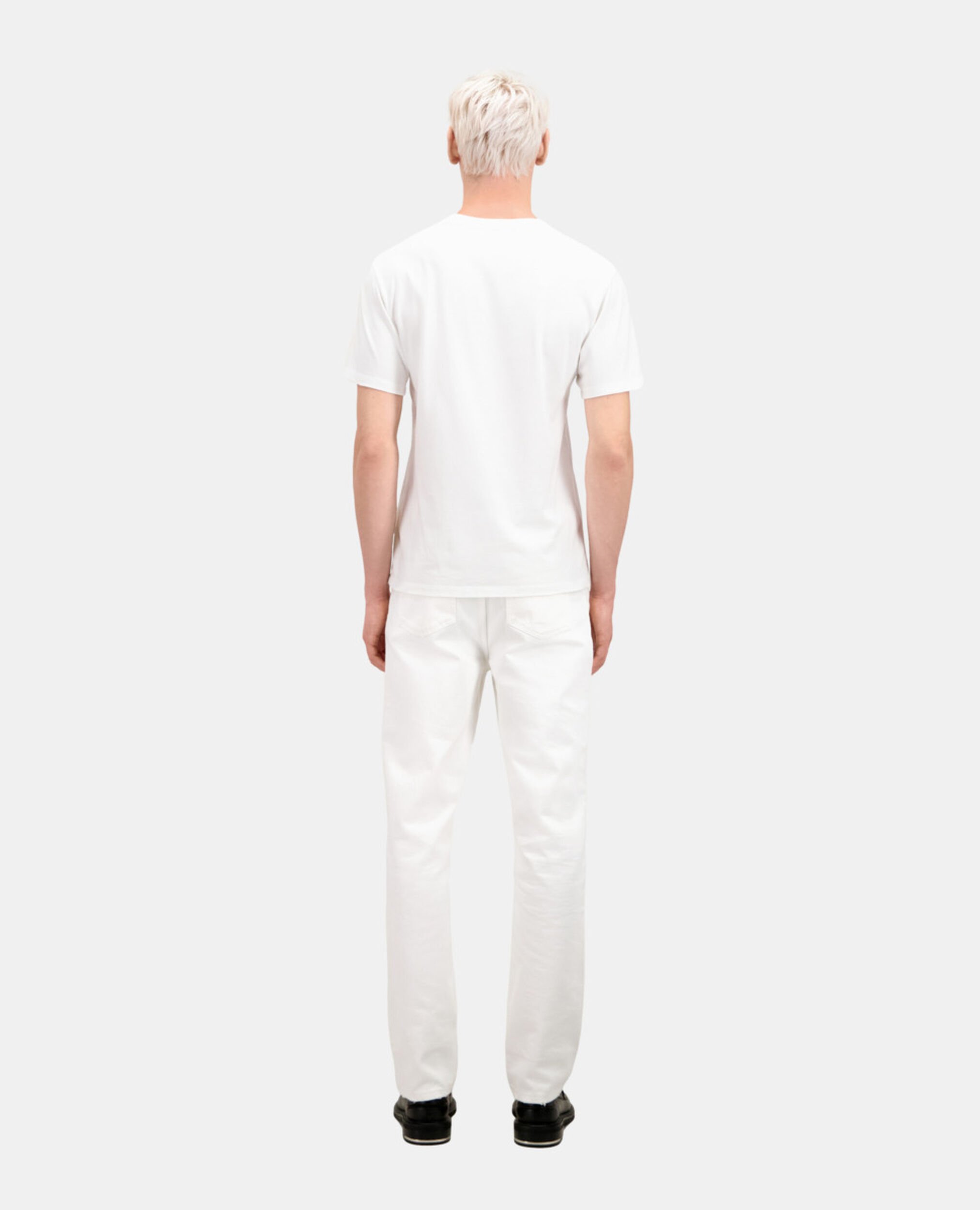 Men's white t-shirt with dagger through heart serigraphy, WHITE, hi-res image number null