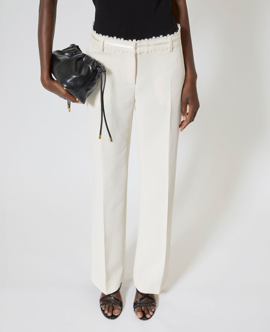 The Kooples F OFF WHITE ecru wide-leg pants