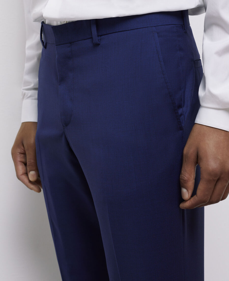 pantalon de costume micro motif bleu marine