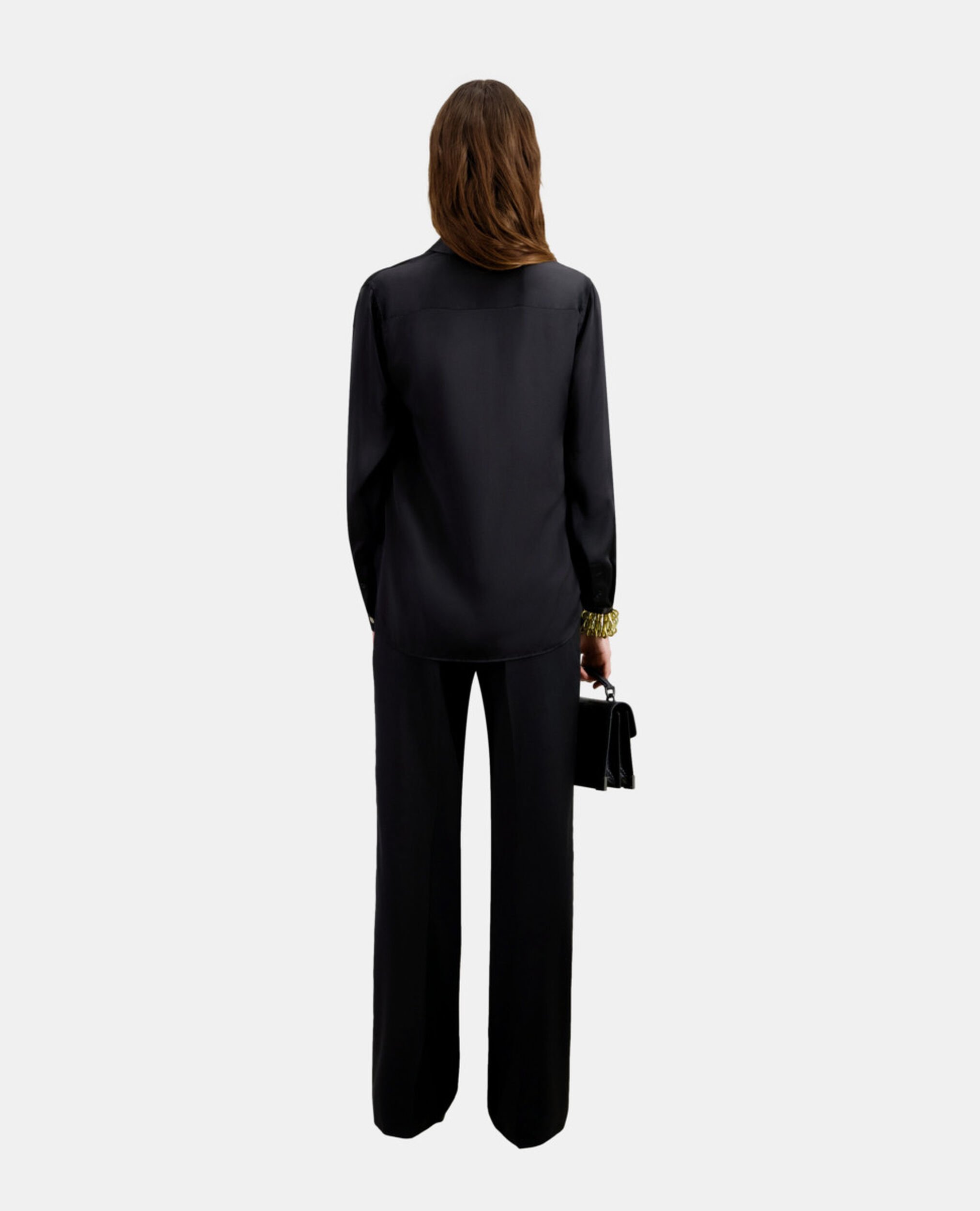 Black silk shirt, BLACK, hi-res image number null