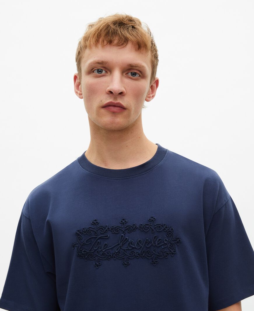 The Kooples HOMME DARK NAVY t-shirt avec broderie logo bleu marine