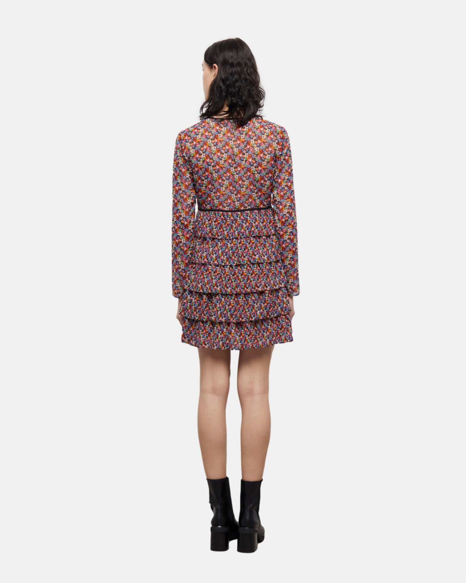 Kurzes, mehrfarbiges Kleid mit Plissierung, MULTICOLOR, hi-res image number null