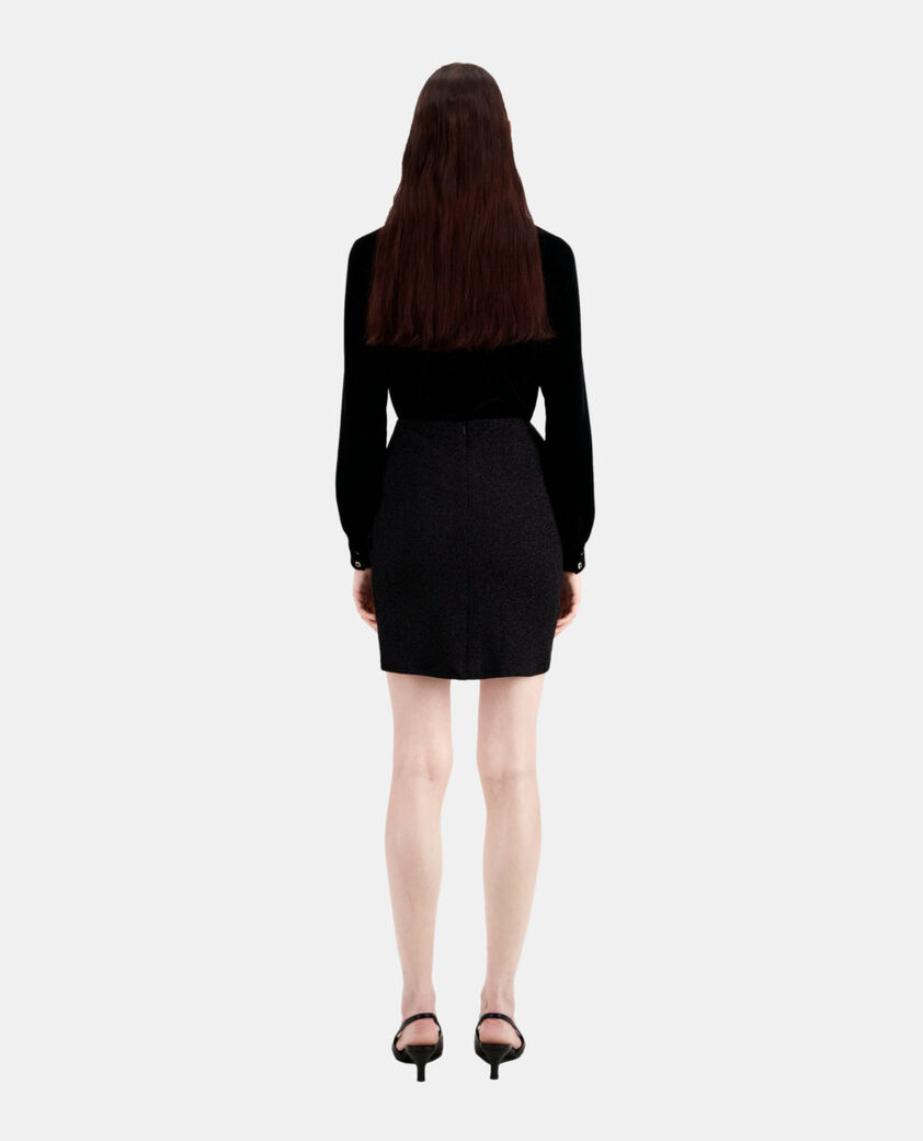The Kooples FEMME BLACK jupe courte noire effet pailleté