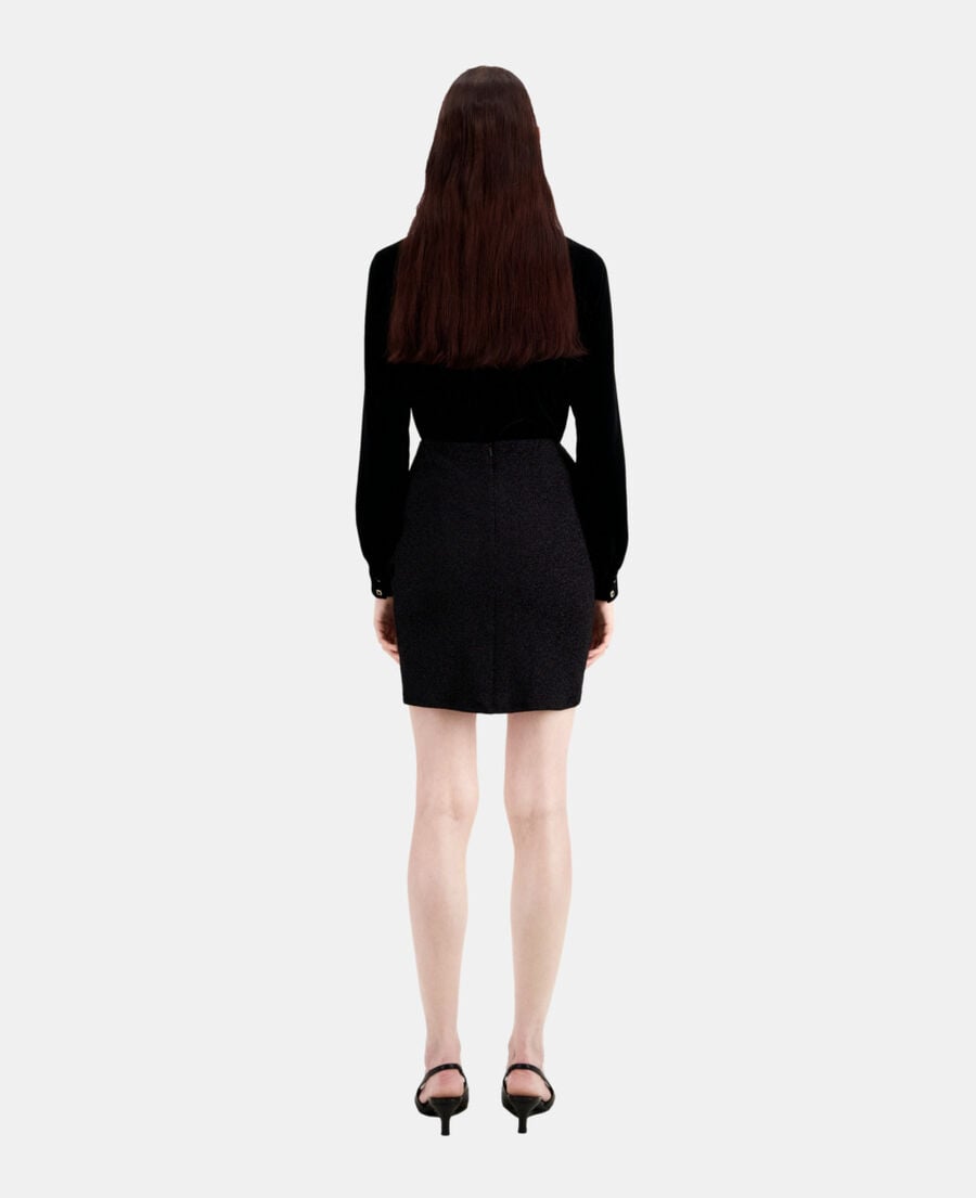 The Kooples FEMME BLACK jupe courte noire effet pailleté