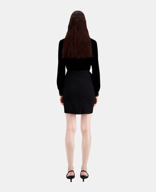 The Kooples FEMME BLACK jupe courte noire effet pailleté