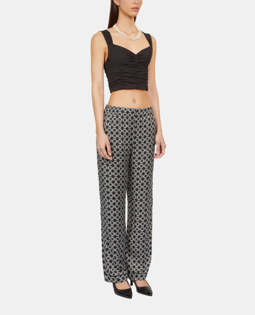 The Kooples MUJER BLACK top negro corto drapeado