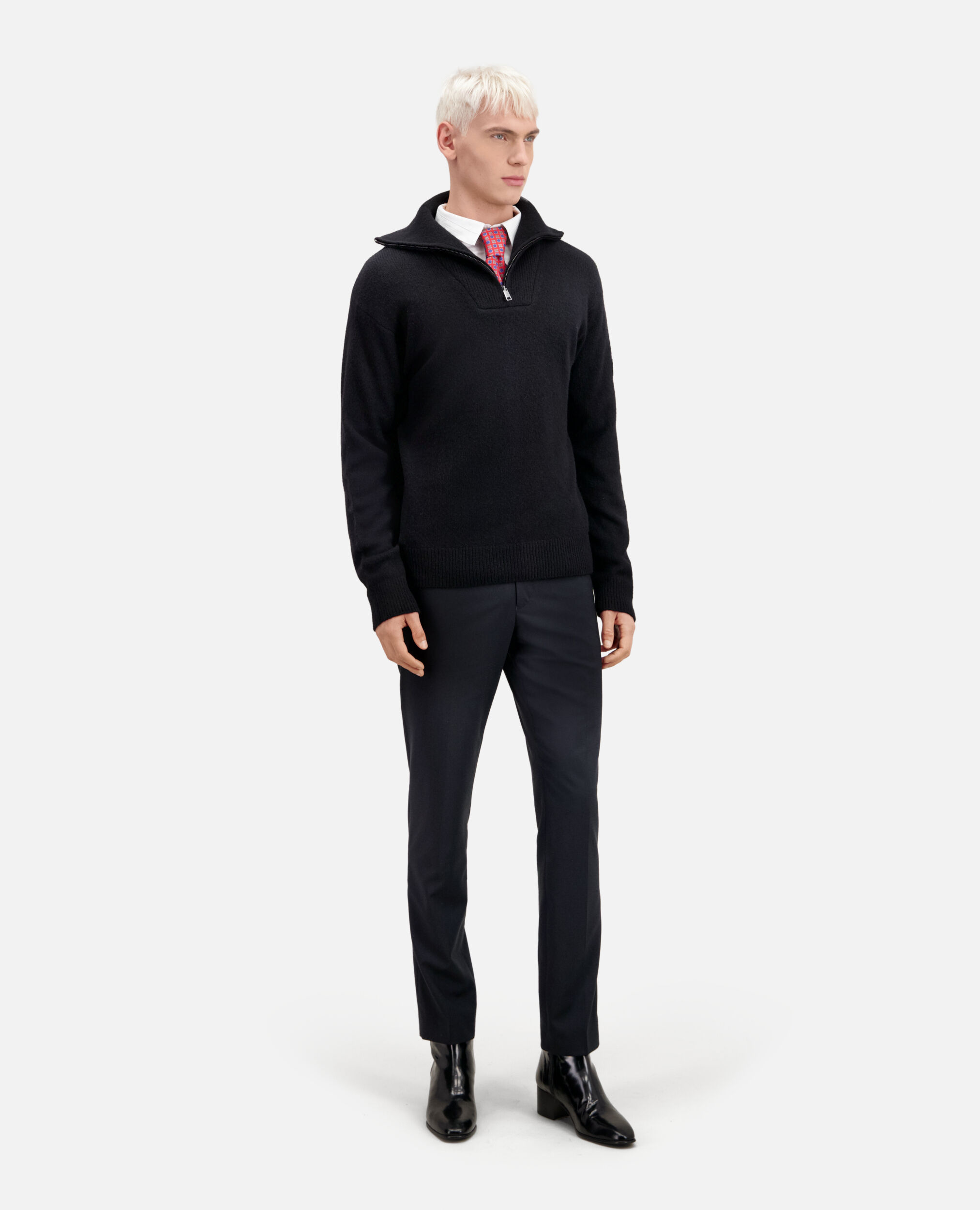 Schwarzer Pullover aus Wolle und Alpaka, BLACK, hi-res image number null