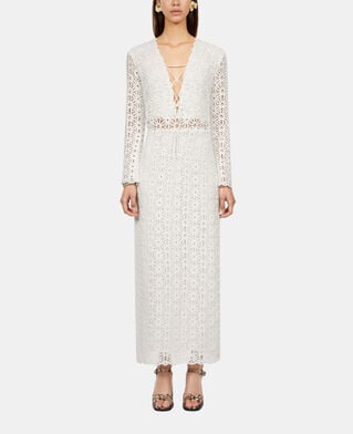 The Kooples FEMME WHITE robe longue en guipure blanche