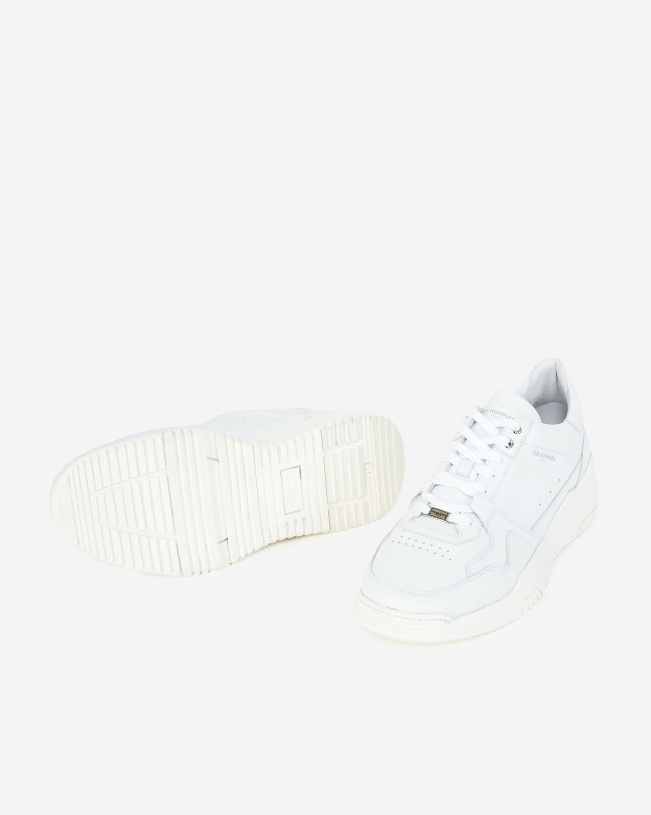 The Kooples HERREN WHITE weiße turnschuhe aus leder mit aussparungen