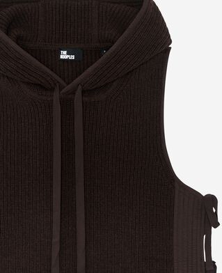 The Kooples FEMME CHOCOLATE pull sans manches en laine et coton marron