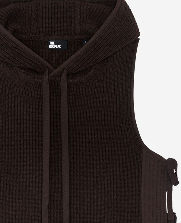 The Kooples WOMEN CHOCOLATE brown wool and cotton sleeveless sweater