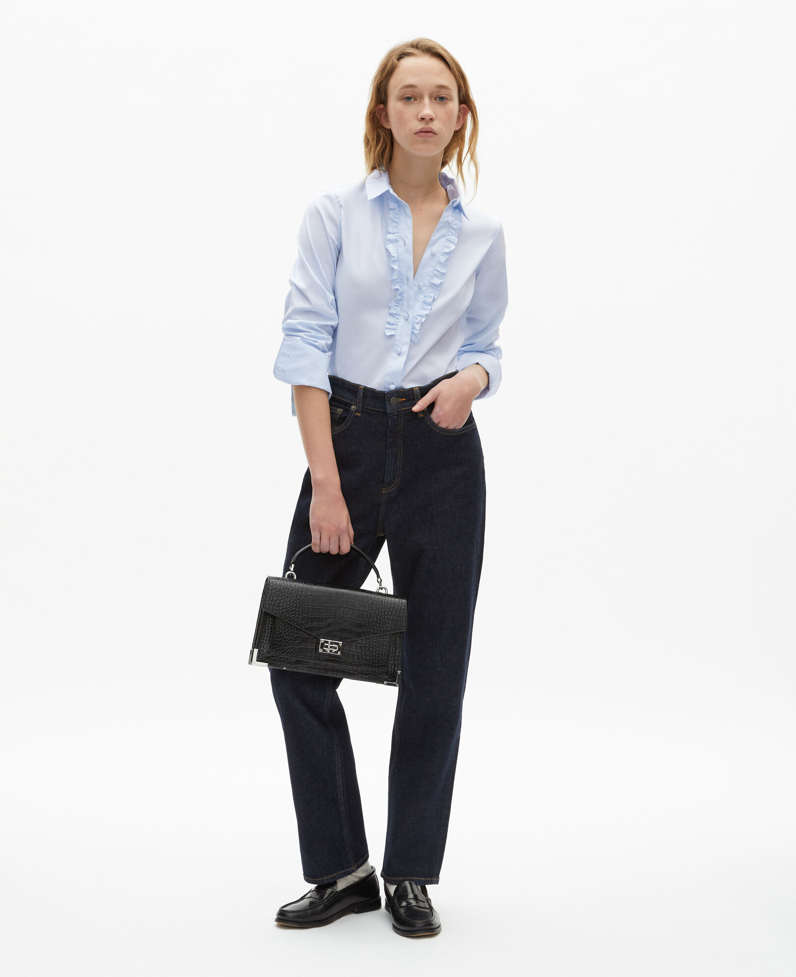The Kooples WOMEN LIGHT BLUE blue poplin shirt