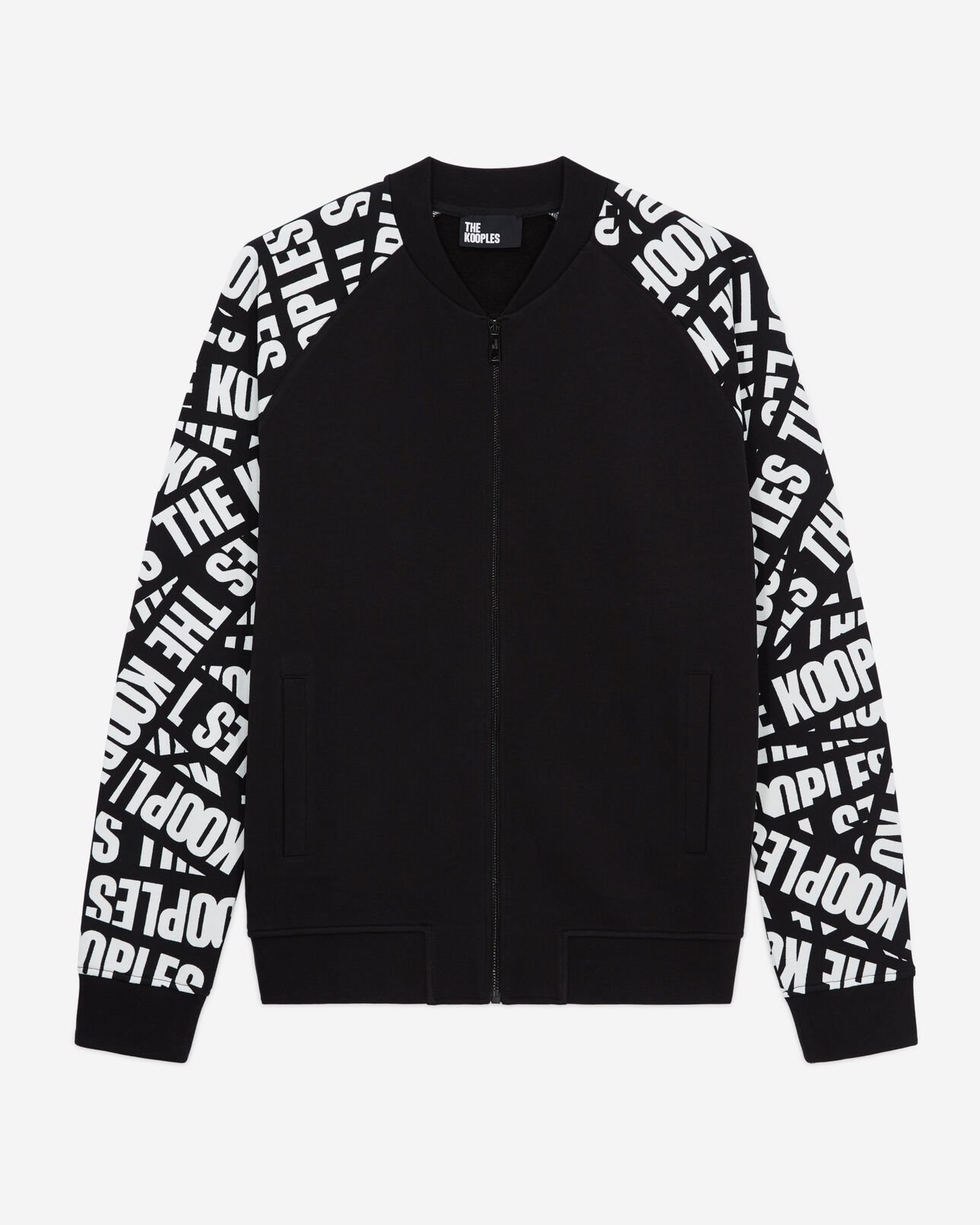 The Kooples HOMME BLACK / WHITE veste de survêtement noire tape logo