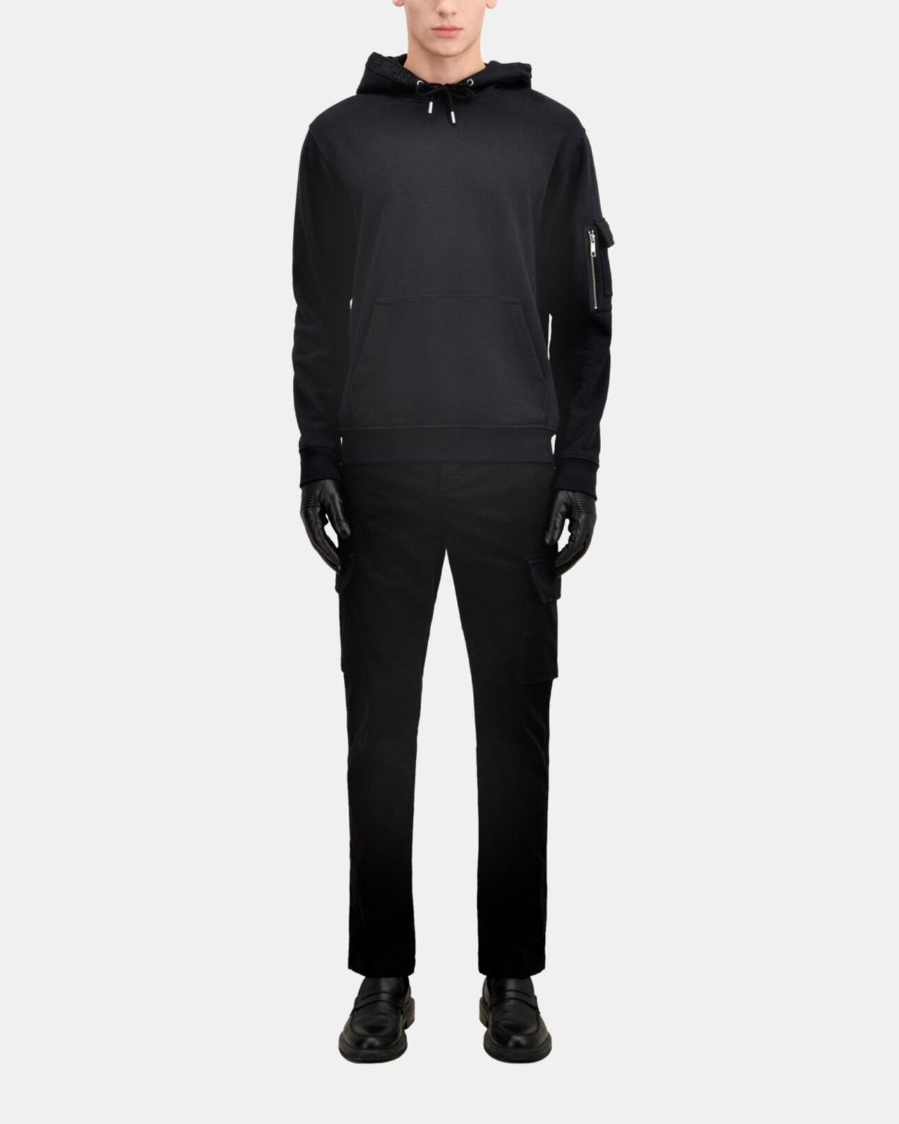 The Kooples MEN BLACK men's black hoodie with logo