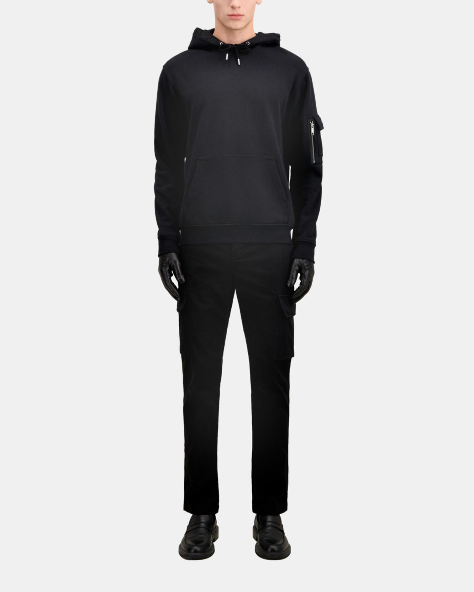 Men's Black hoodie with logo, BLACK, hi-res image number null