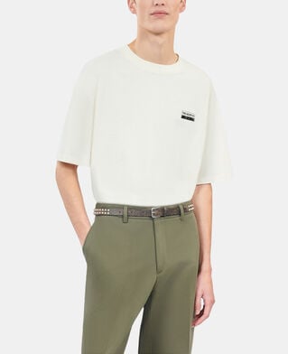 The Kooples MEN BROWN thin brown leather belt with spikes