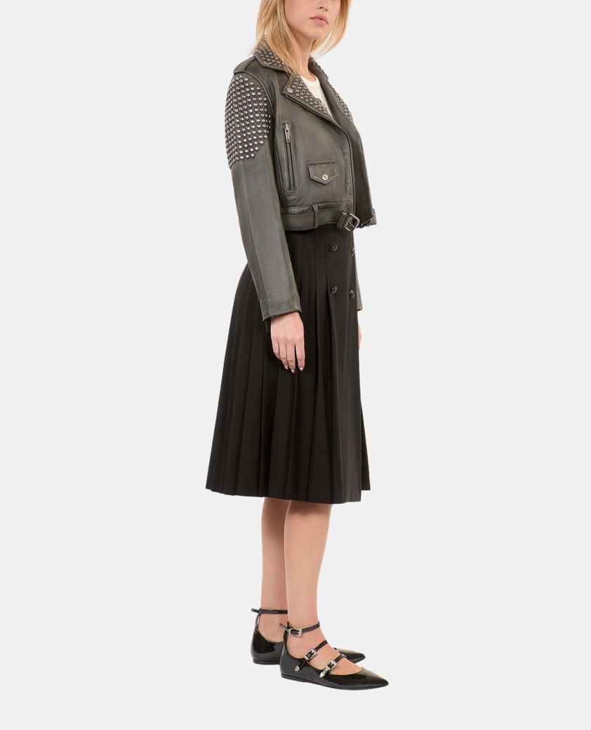 The Kooples FEMME BLACK blouson clouté en cuir noir