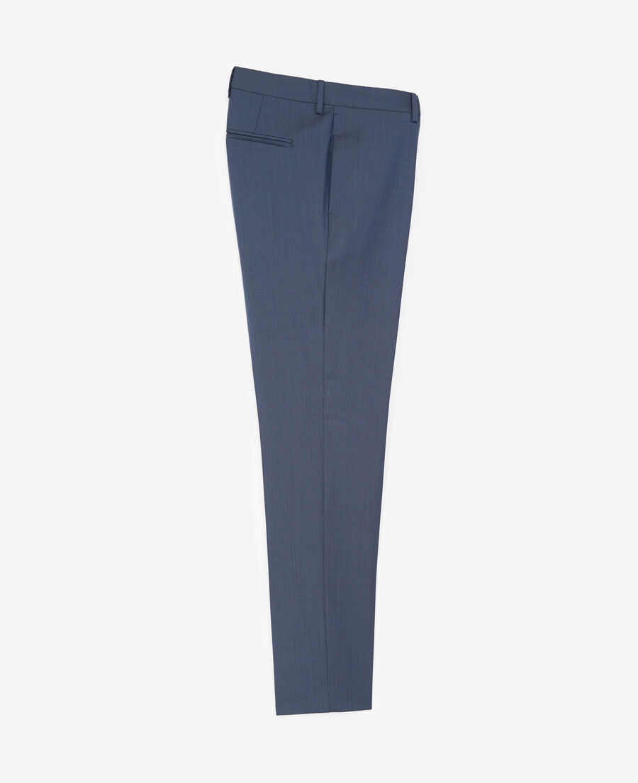 textured wool blue suit trousers