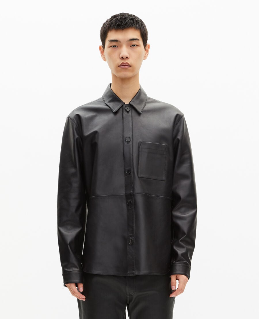 The Kooples HERREN BLACK schwarzes lederhemd