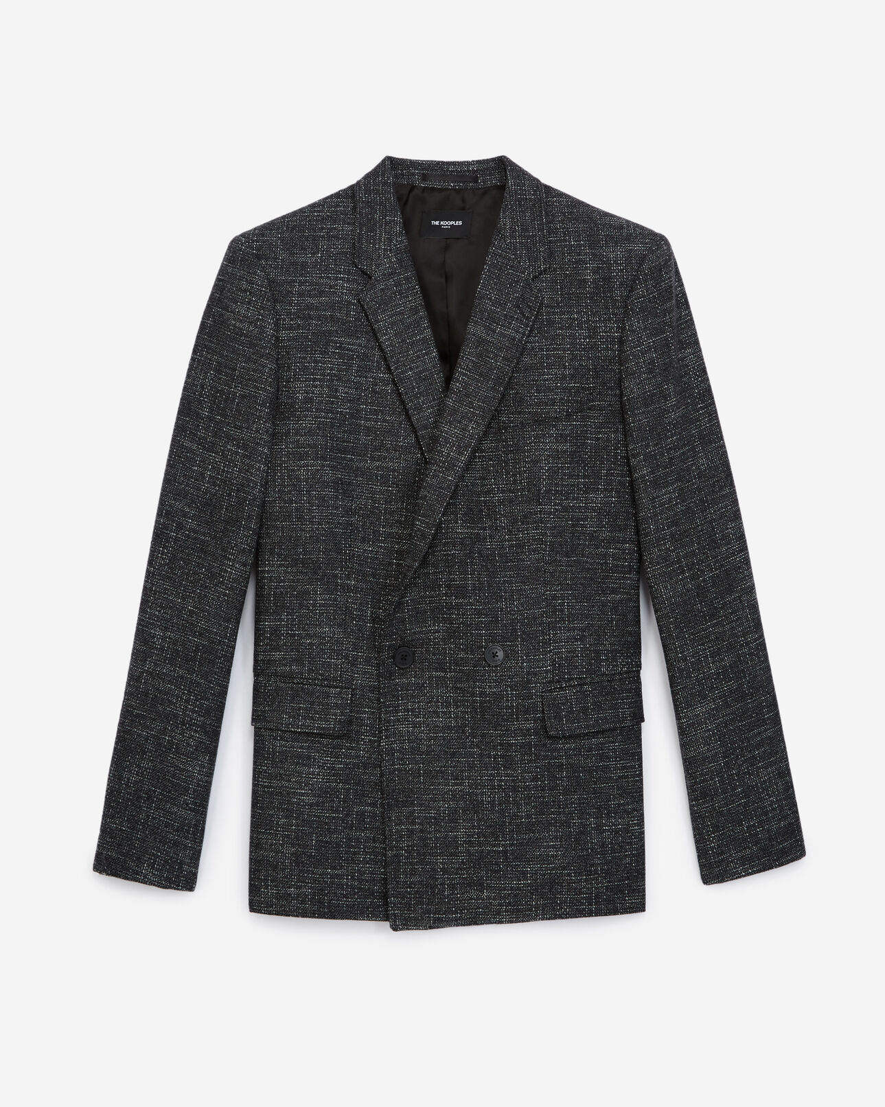 The Kooples MEN ANTHRACITE double-breasted flecked-effect grey jacket
