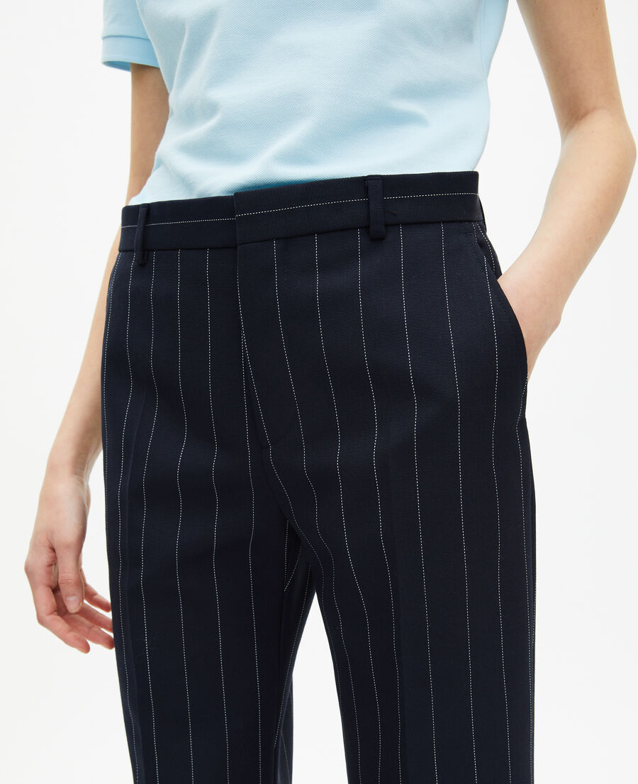 The Kooples WOMEN NAVY straight-leg wool blend tennis stripe tailored pants