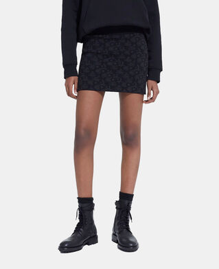 The Kooples F BLACK DARK GREY short black skirt with the kooples logo