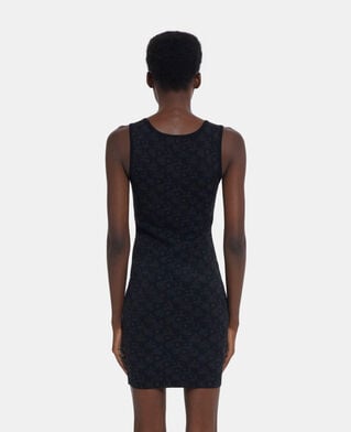 The Kooples WOMEN BLACK DARK GREY short dress with the kooples logo