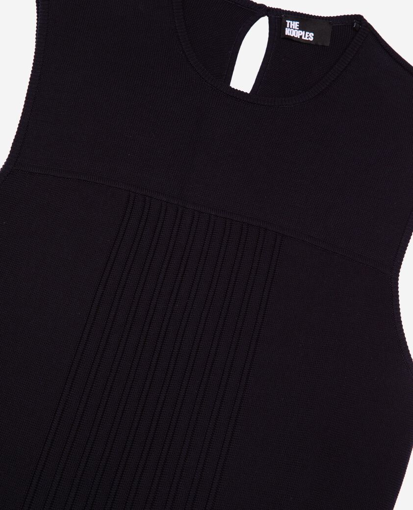 The Kooples FEMME DARK NAVY robe courte en maille pliss&eacute;e marine