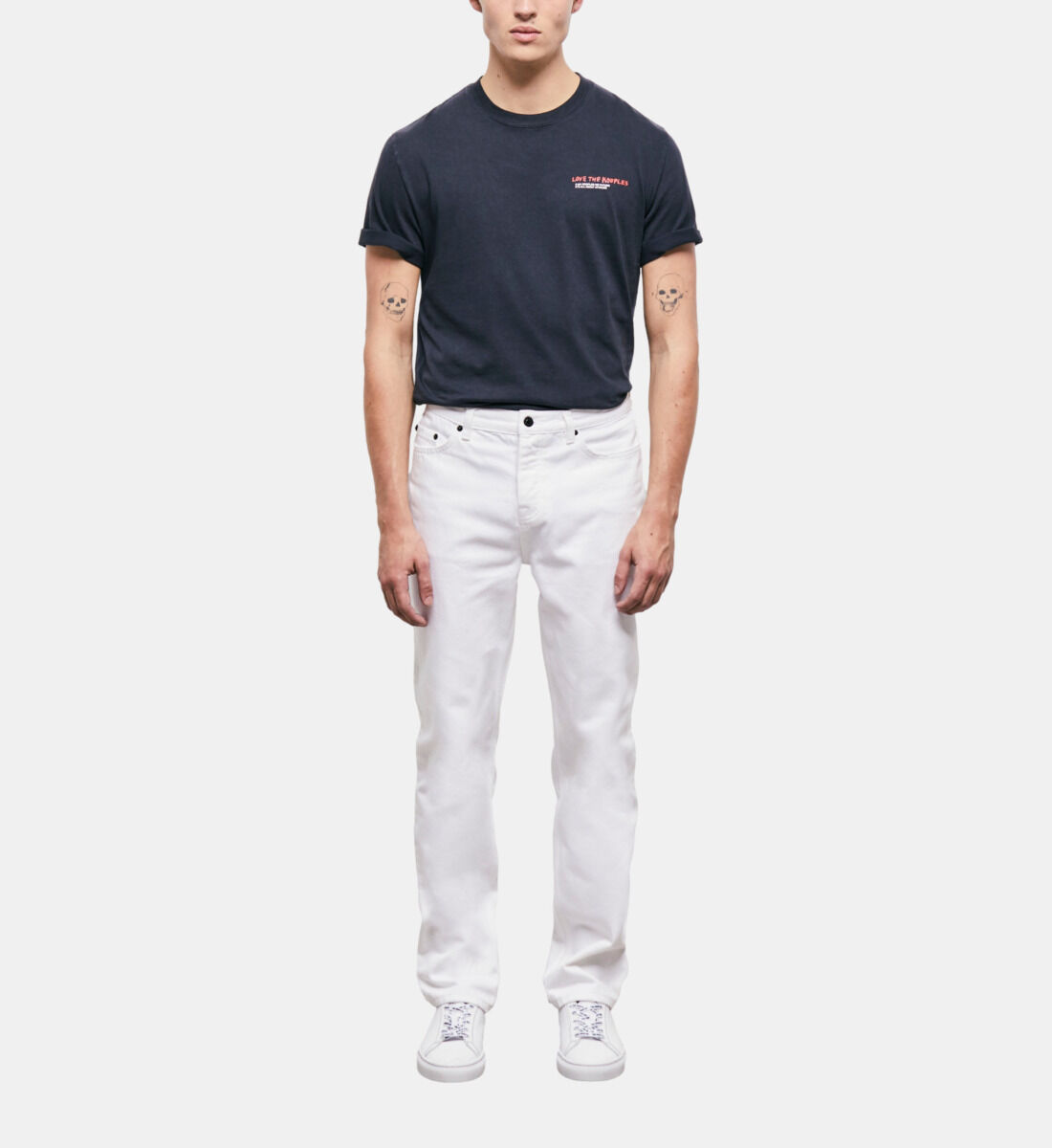 White straight cut jeans