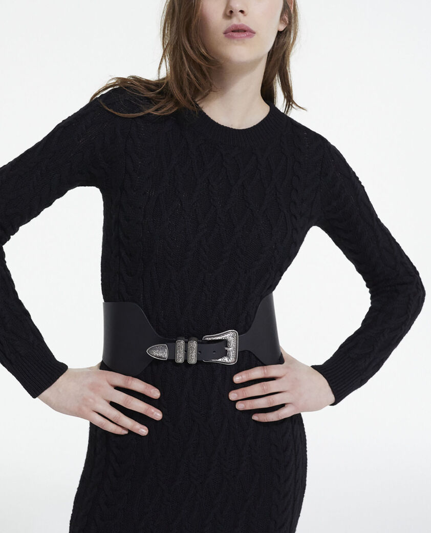 The Kooples WOMEN BLACK black leather thigh-high boots