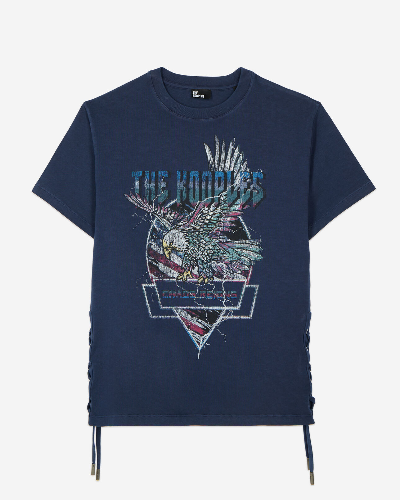The Kooples MUJER WASHED NAVY camiseta azul marino lazo serigrafía eagle