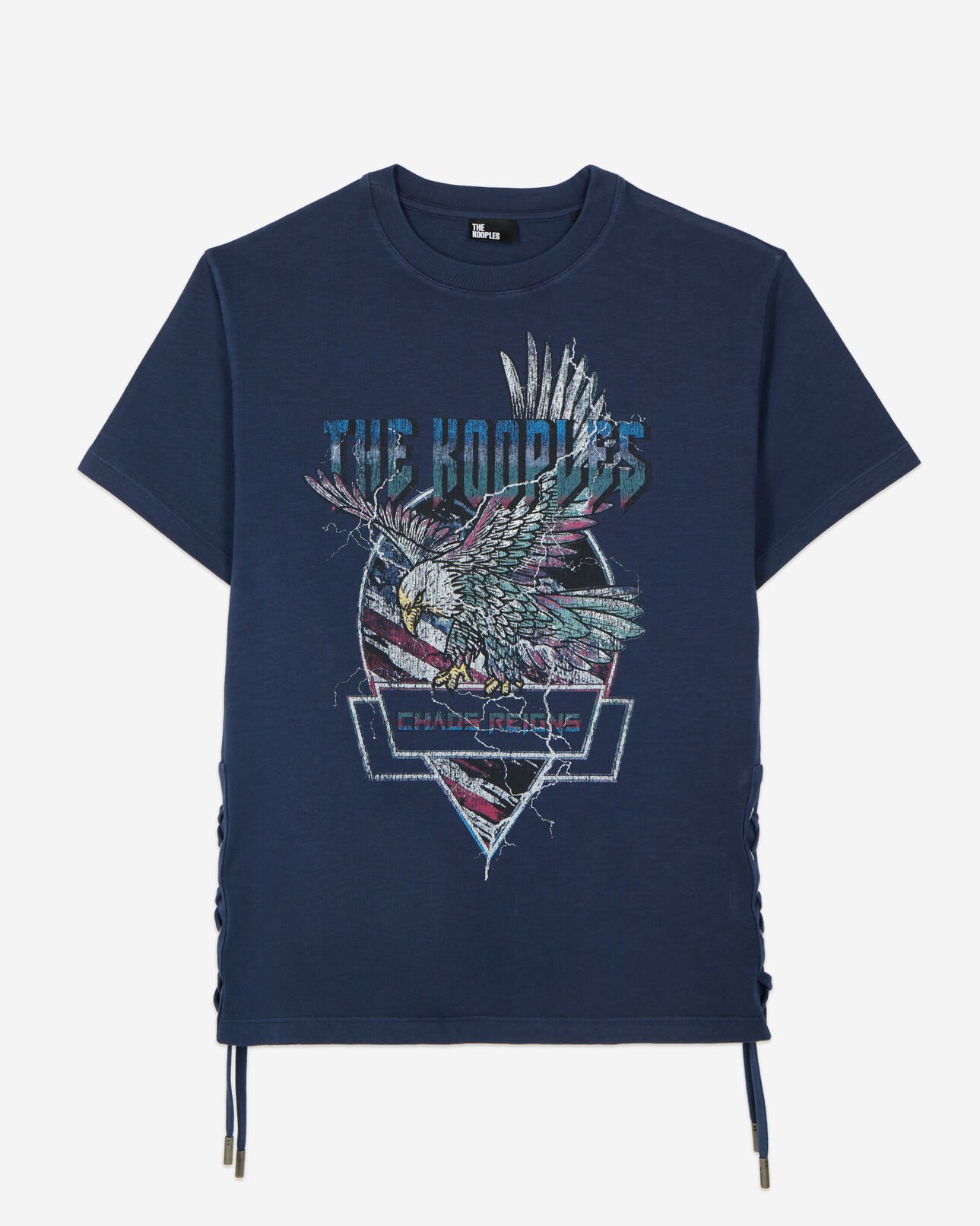 The Kooples MUJER WASHED NAVY camiseta azul marino lazo serigrafía eagle