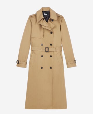 The Kooples DAMEN BEIGE langer trenchcoat aus beiger baumwolle