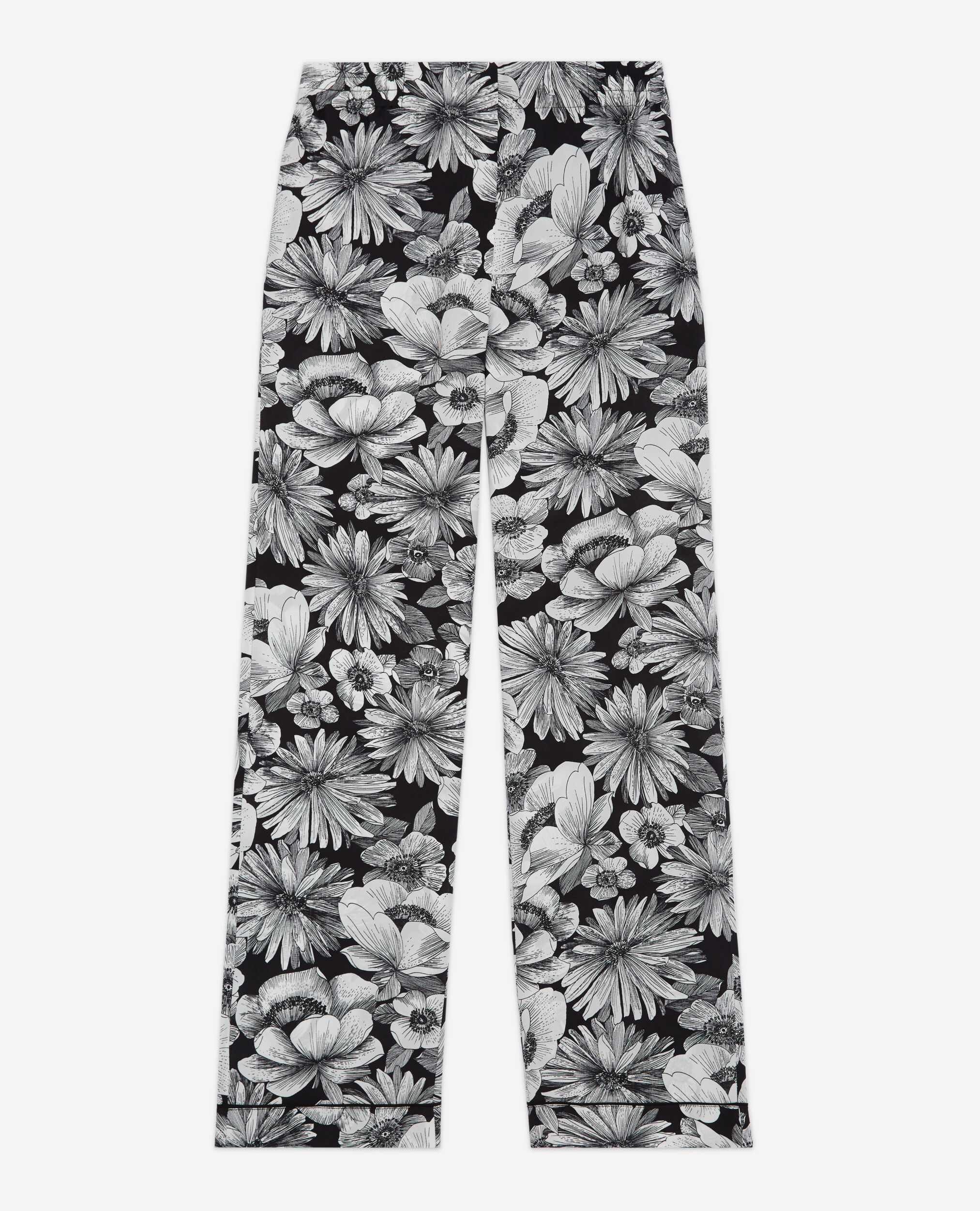 Floral silk pants, BLACK WHITE, hi-res image number null