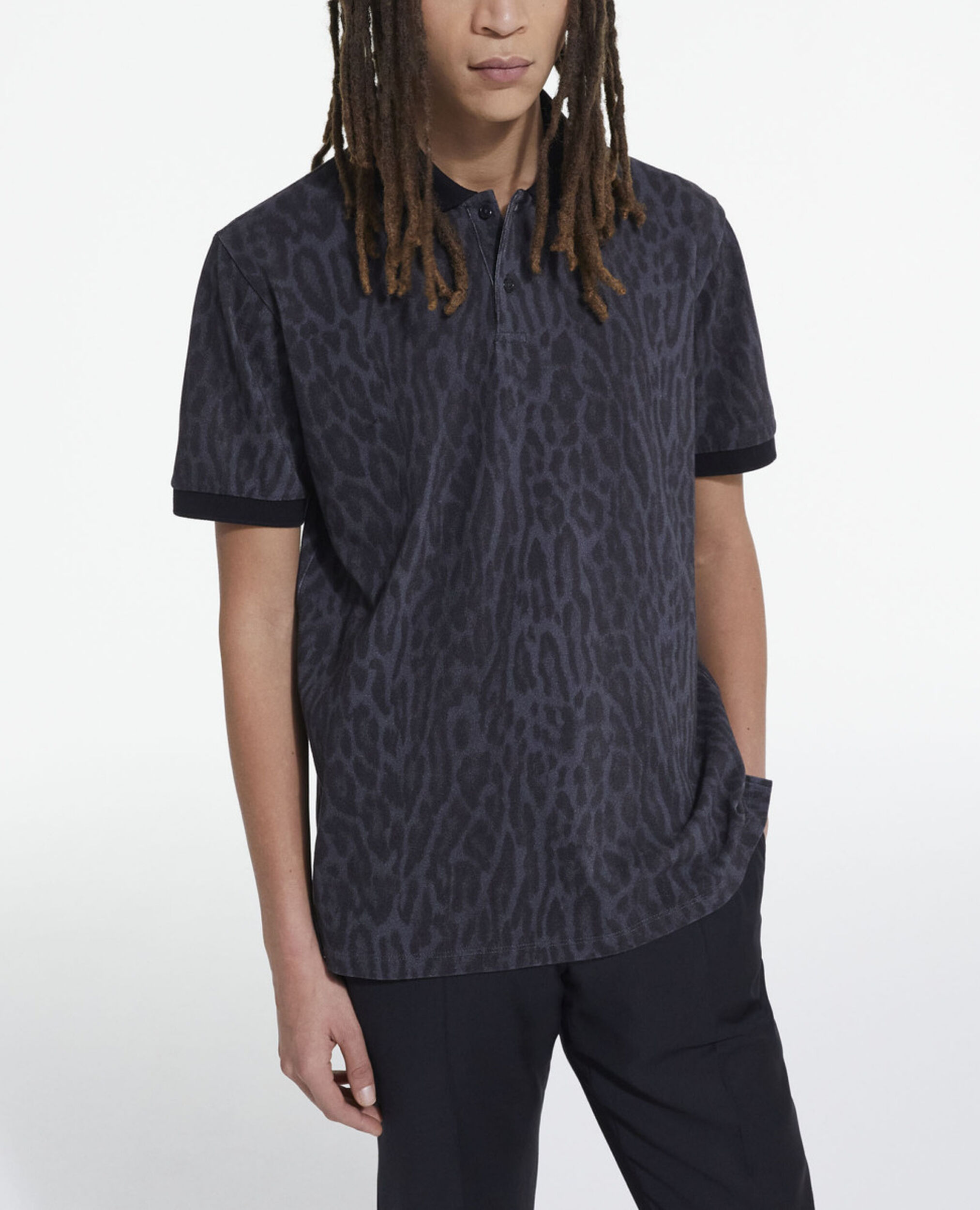 Camisa polo clásica leopardo, BLACK, hi-res image number null