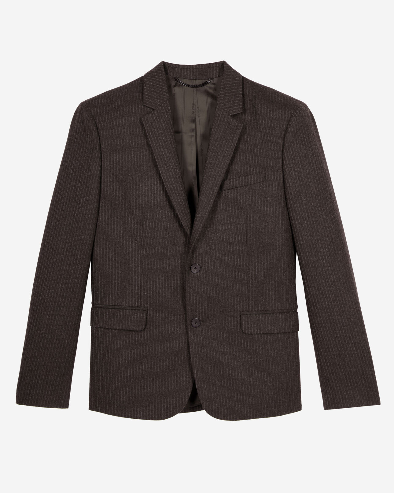 The Kooples MEN BROWN brown pinstripe suit jacket