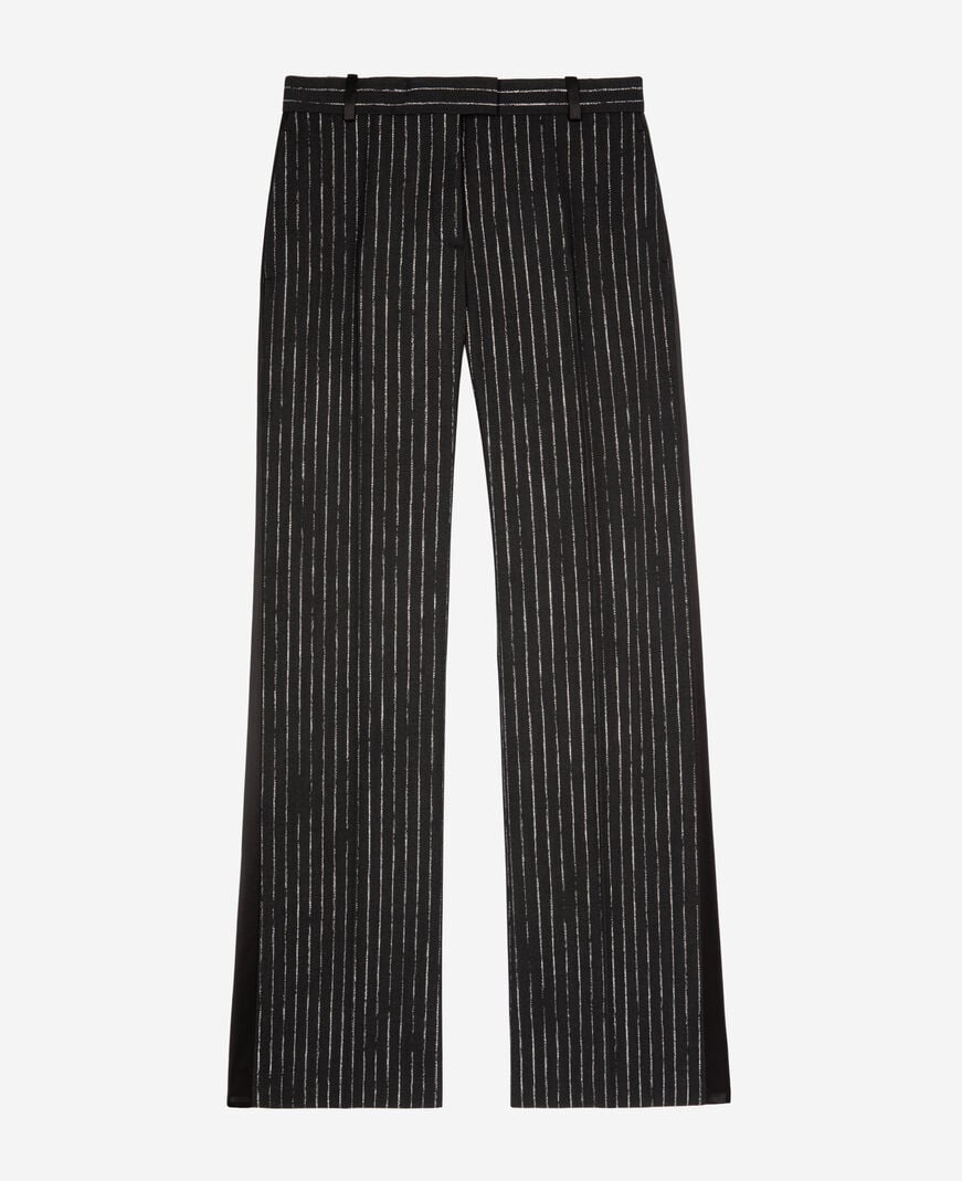 The Kooples FEMME BLACK pantalon tailleur droit à rayures noir
