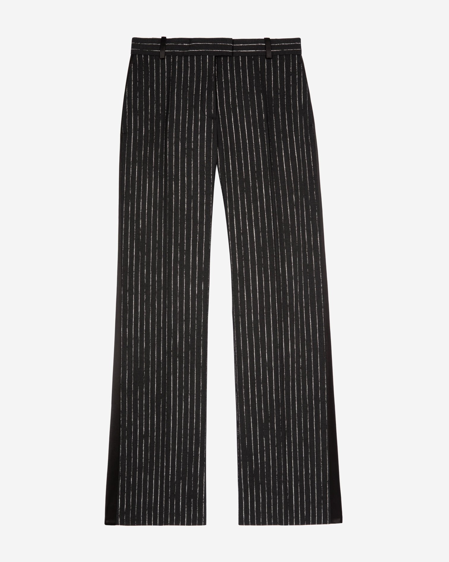 Gerade geschnittene Anzughose mit Streifen schwarz, BLACK, hi-res image number null