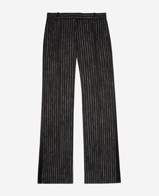 The Kooples FEMME BLACK pantalon tailleur droit à rayures noir