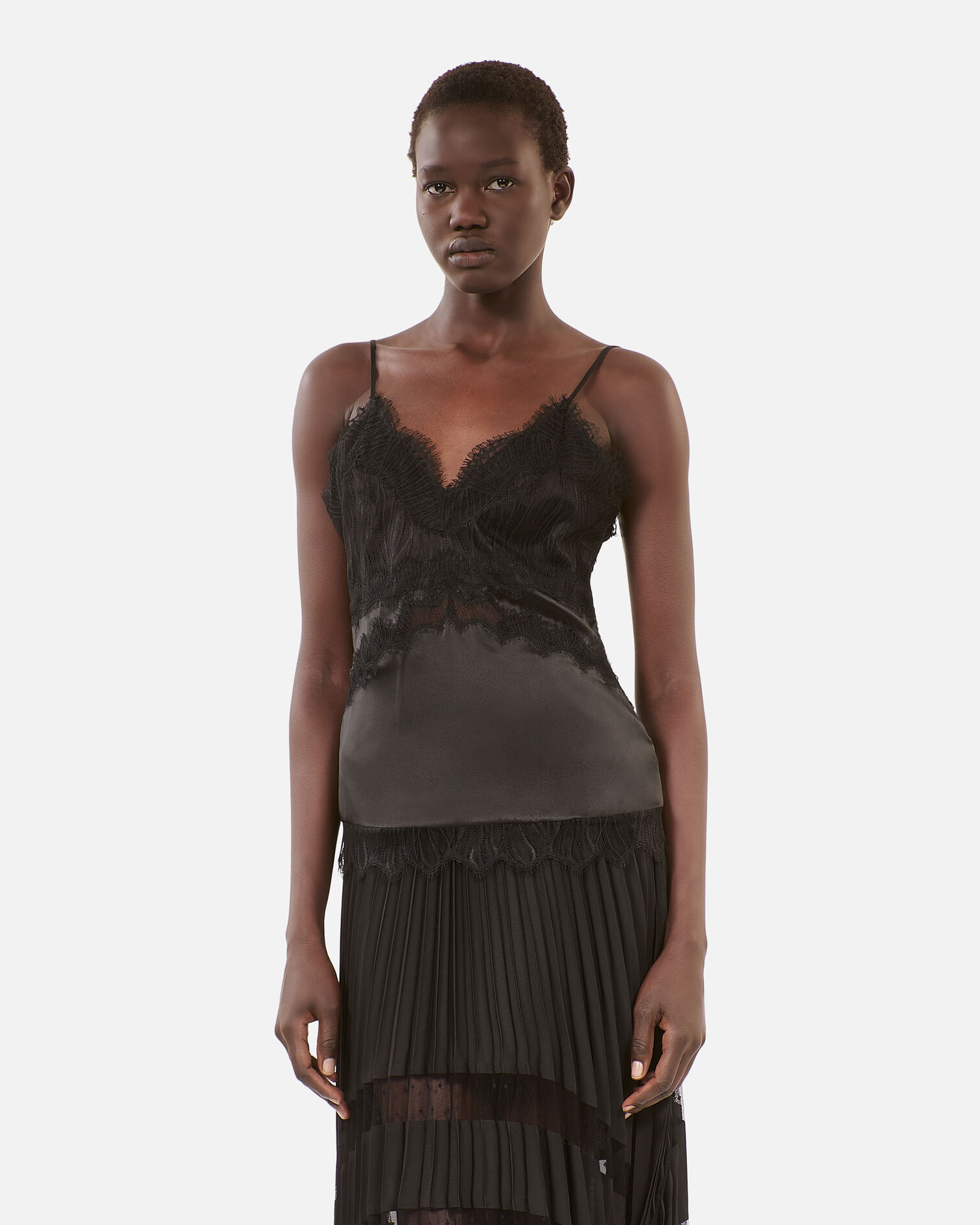 Black camisole with lace details, BLACK, hi-res image number null